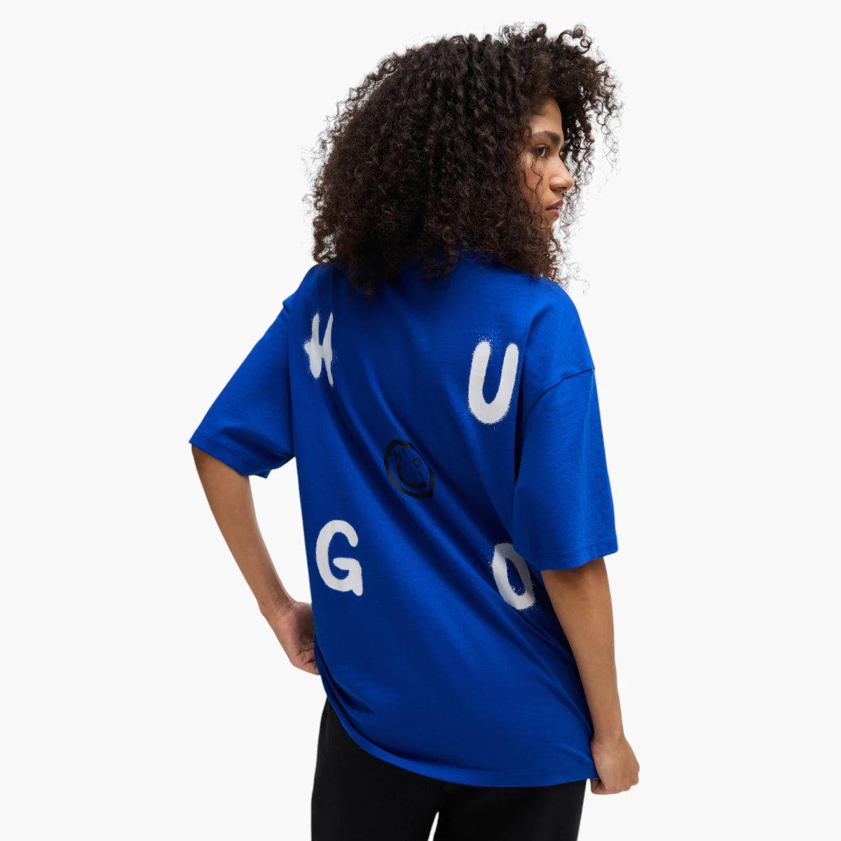 Hugo Blue Cotton-Jersey T-Shirt With Happy Hugo Logo | LEVISONS