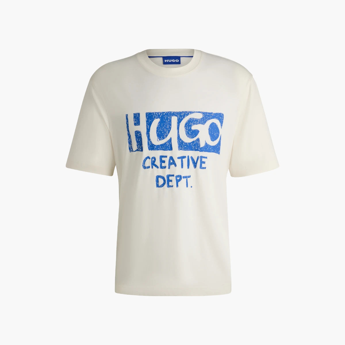 Hugo Blue Cotton-Jersey T-Shirt With Logo Artwork | LEVISONS