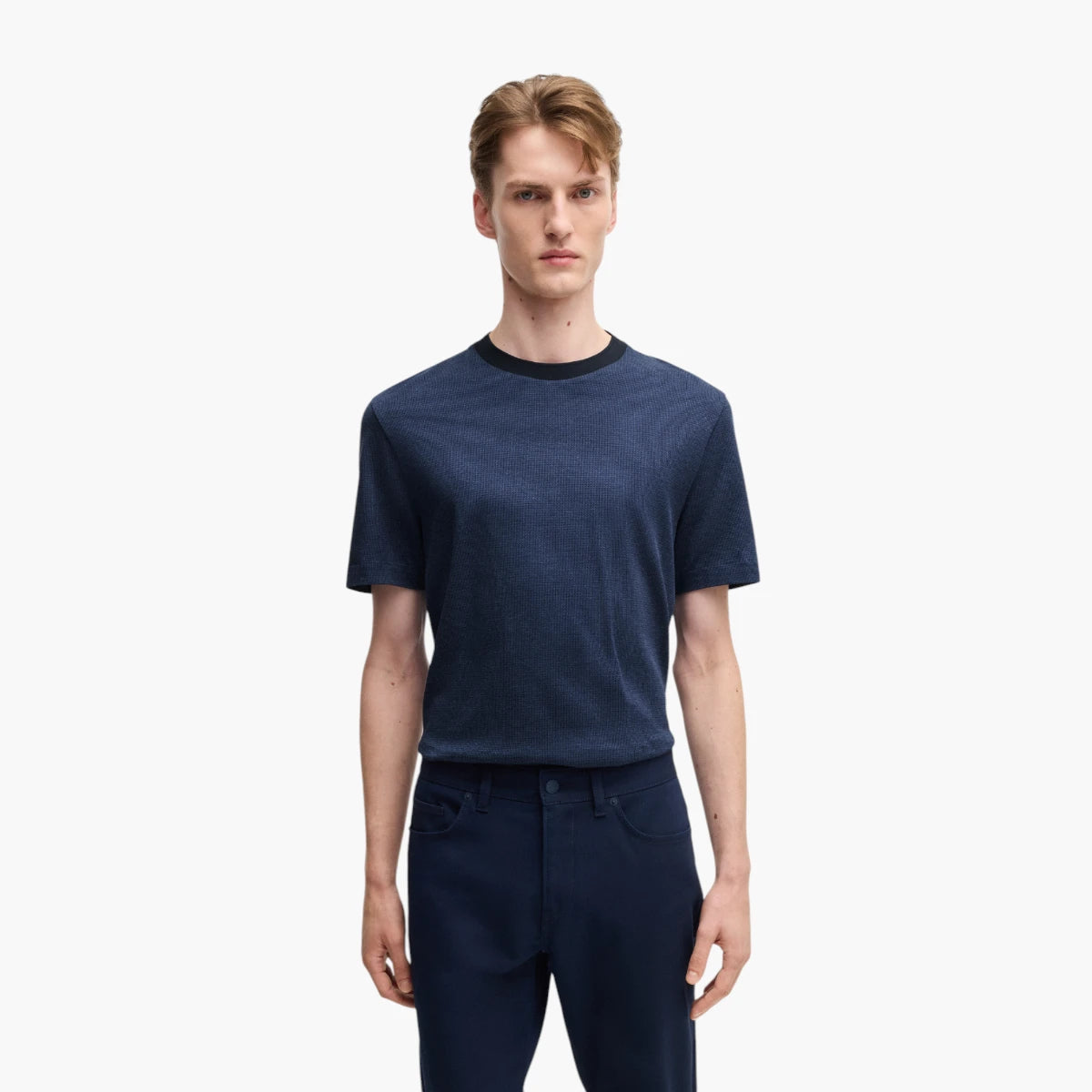 BOSS Black Mercerized-Cotton T-Shirt With Mirco Pattern | LEVISONS