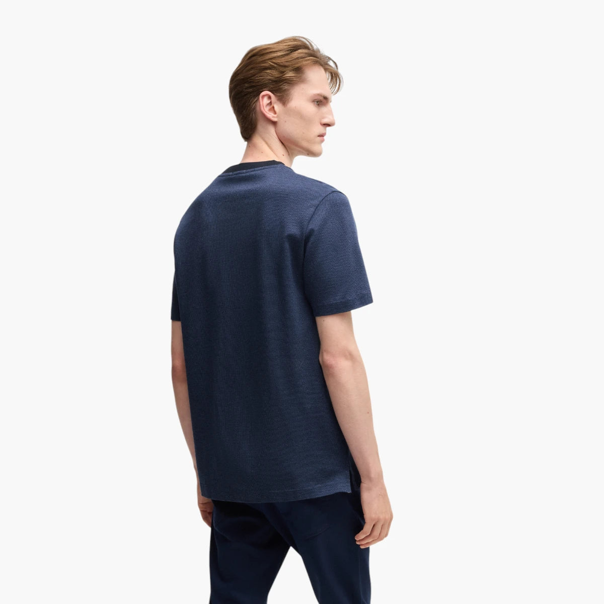 BOSS Black Mercerized-Cotton T-Shirt With Mirco Pattern | LEVISONS