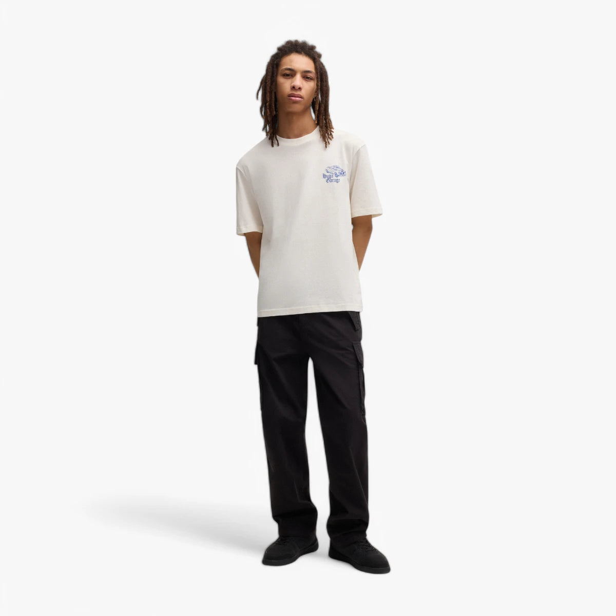 Hugo Blue Cotton-Jersey T-Shirt With Car Graphic Logo | LEVISONS