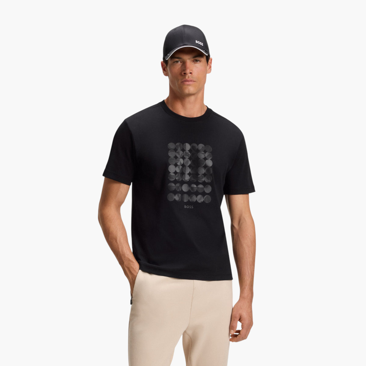 BOSS Green Circle Artwork Interlock Cotton Tee | LEVISONS