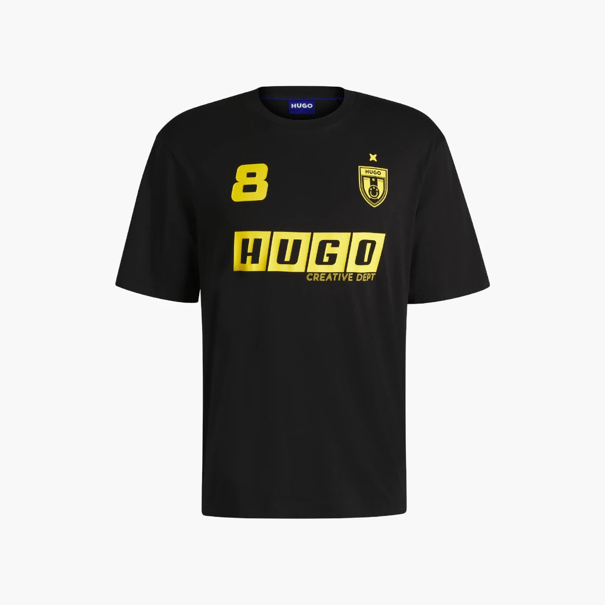 Hugo Blue Cotton-Jersey T-Shirt With Football-Inspired Prints | LEVISONS