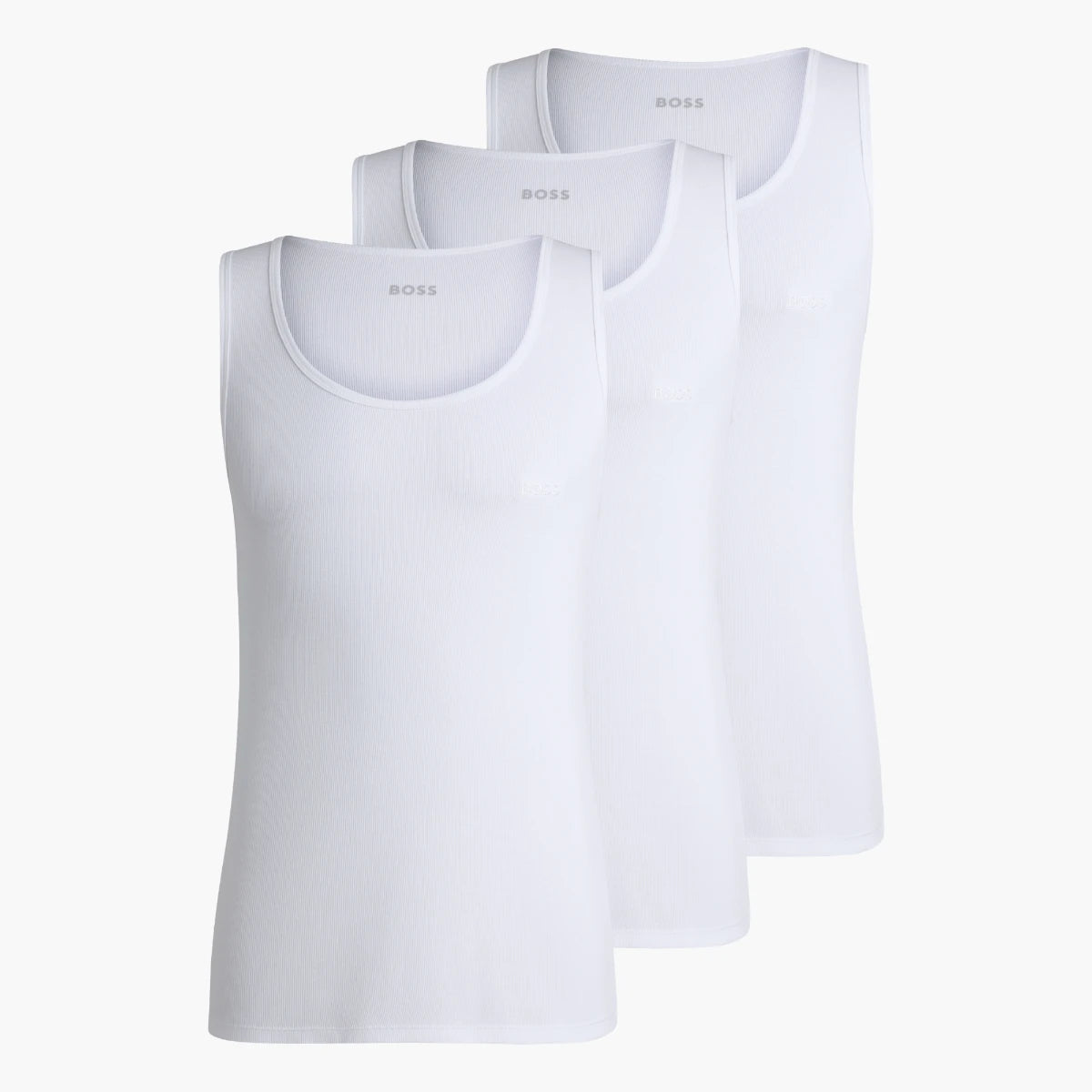 BOSS Black Three-Pack Of Cotton Tank Tops With Embroidered Logos | LEVISONS