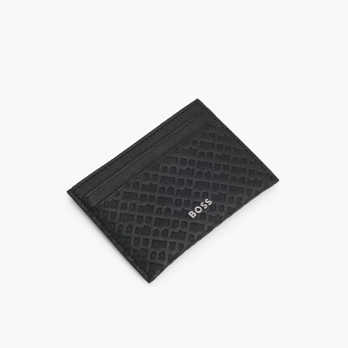 BOSS Black Silver Logo Monogram Card Holder | LEVISONS
