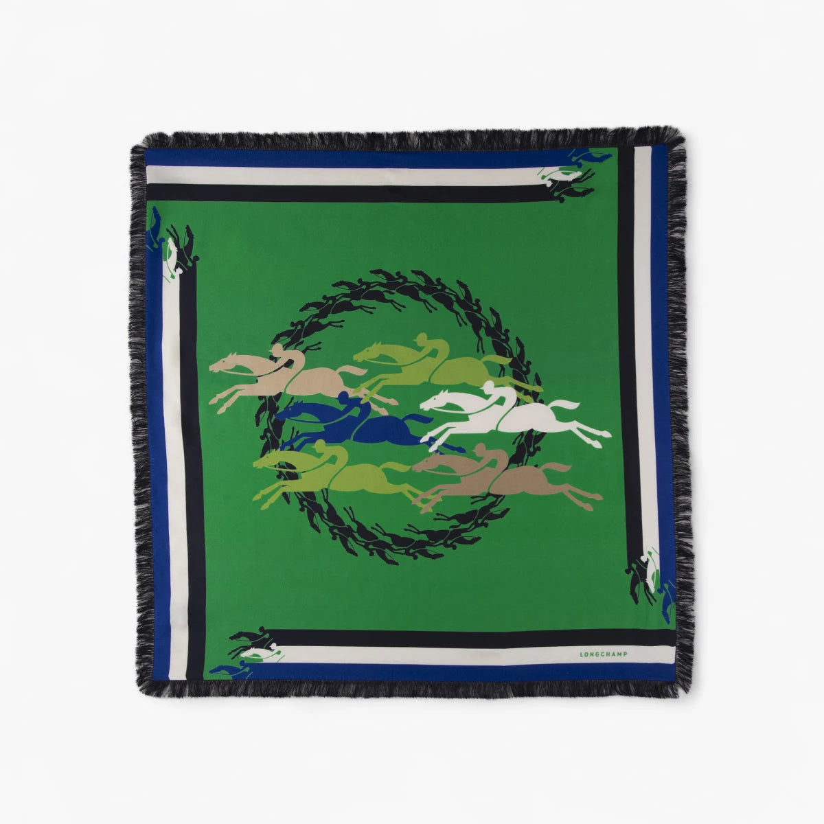 Longchamp Soie Silk Scarf 70X70 Green | LEVISONS