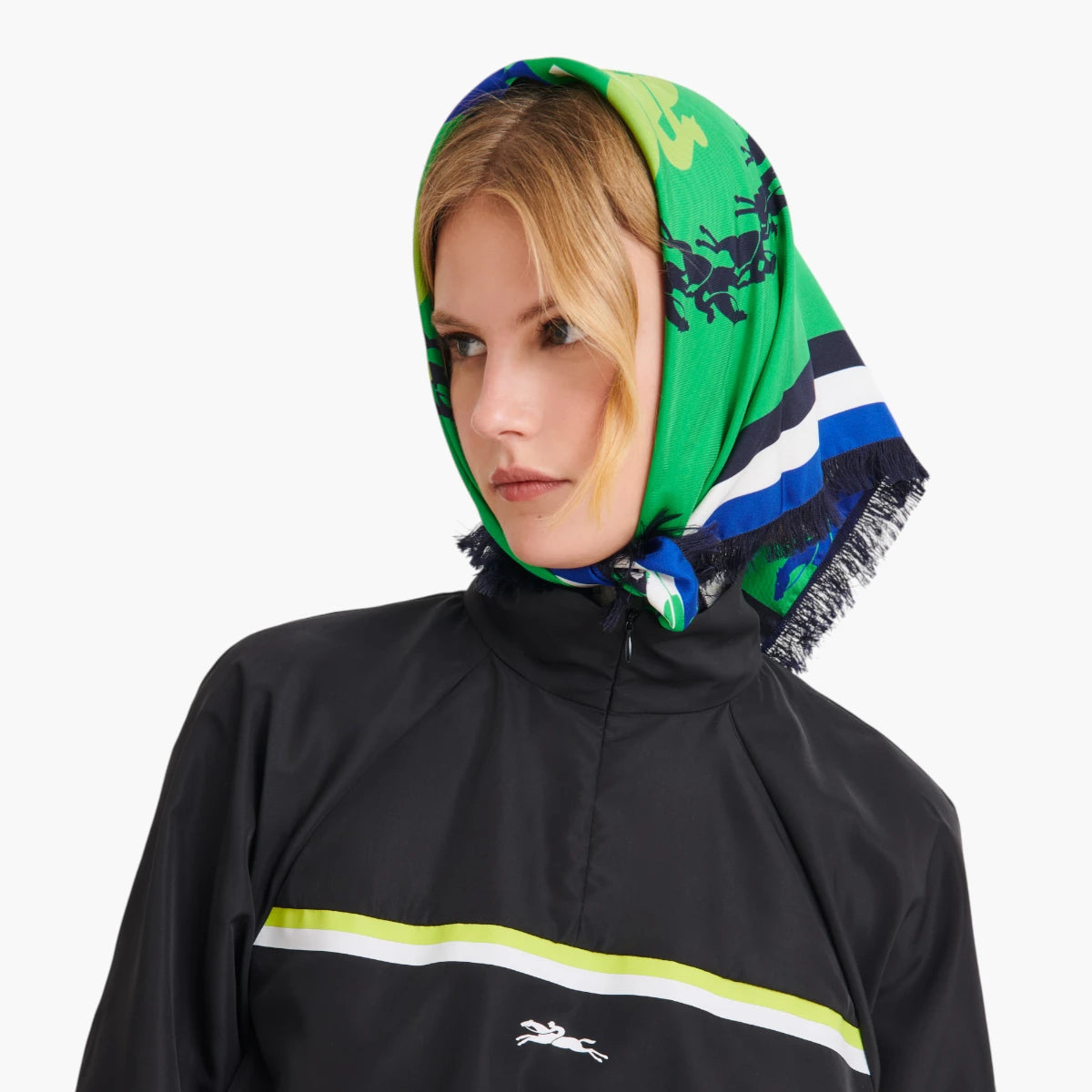 Longchamp Soie Silk Scarf 70X70 Green | LEVISONS