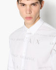 Armani Exchange Regular Fit Organic Cotton Poplin All Over Logo Shirt | LEVISONS
