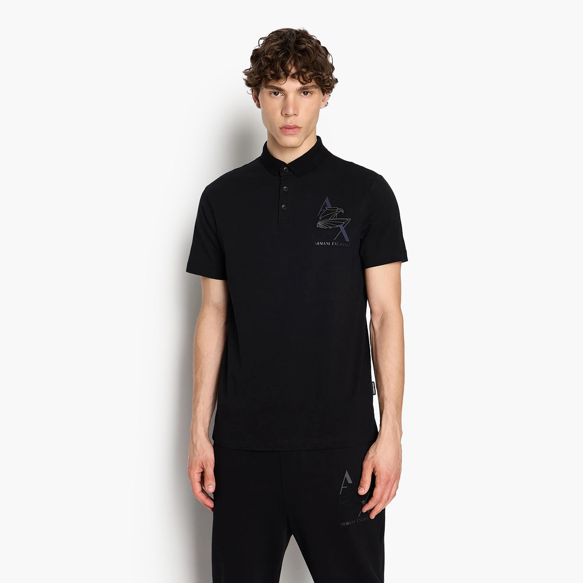 Armani Exchange Regular Fit Organic Jersey Cotton Eagle Logo Polo Shirt | LEVISONS