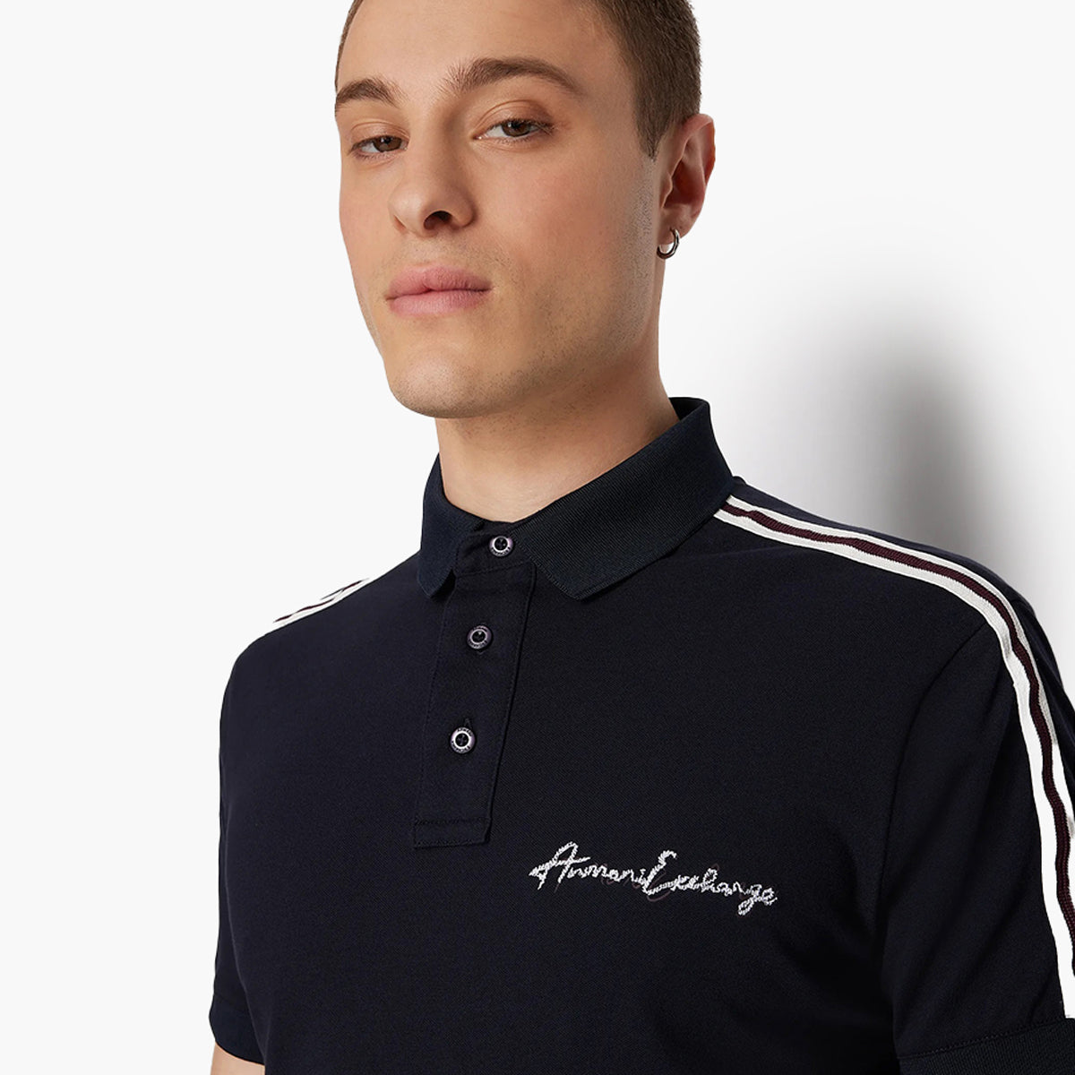 Armani Exchange Regular Fit Organic Cotton Piqué Polo Shirt With Script Logo | LEVISONS