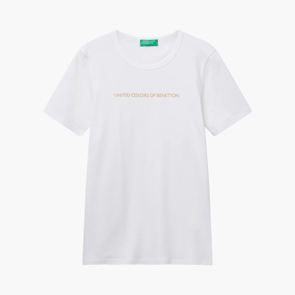United Colors Of Benetton Woman T-Shirt In 100% Cotton With Glitter Print Logo | LEVISONS