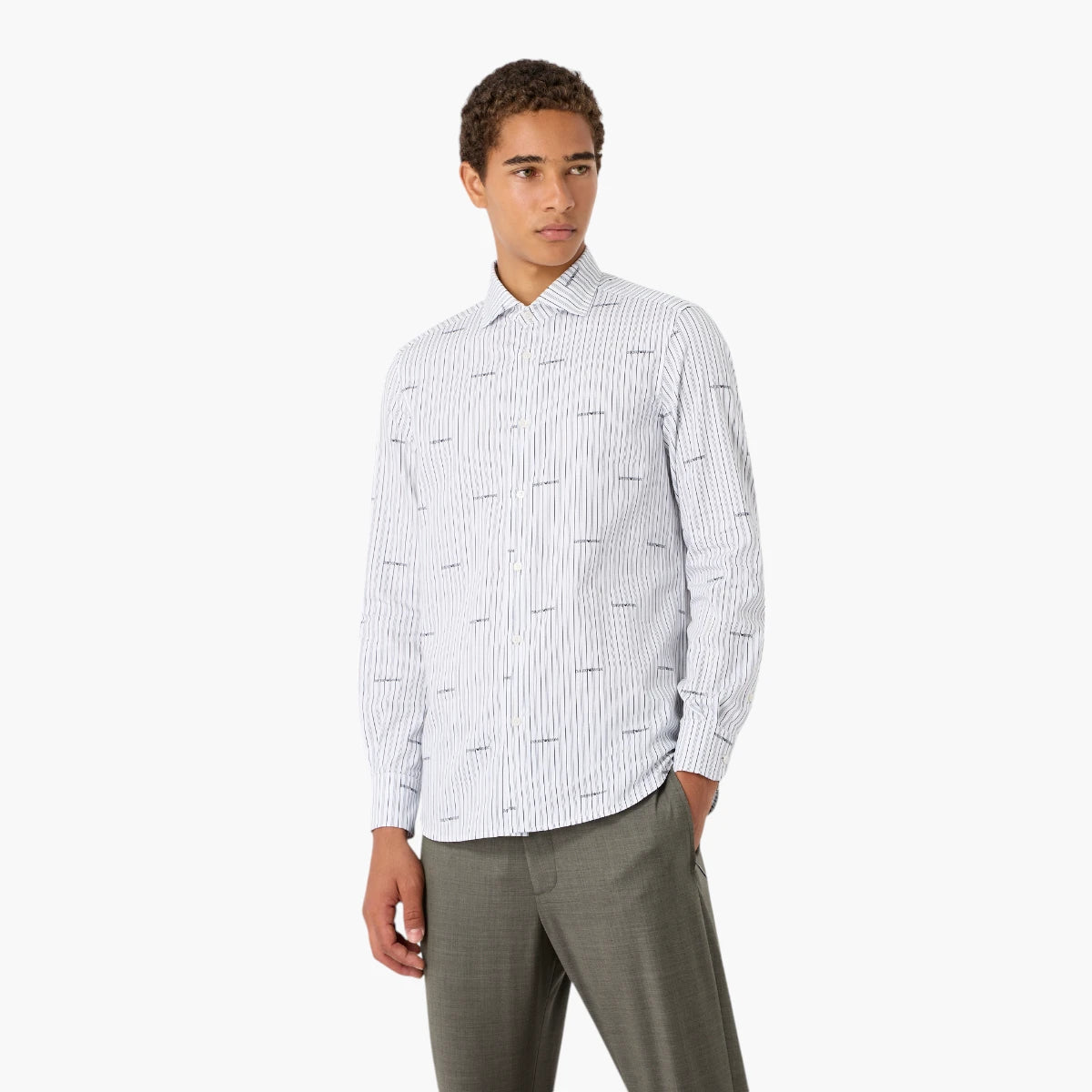 Emporio Armani All Over Logo Cotton Shirt | LEVISONS