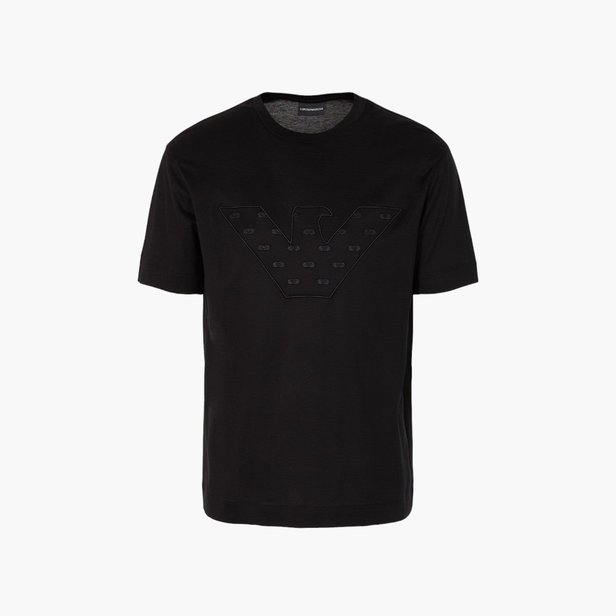 Emporio Armani Cotton Blend Regular Fit Crew Neck T-Shirt With Embroidered Logo | LEVISONS