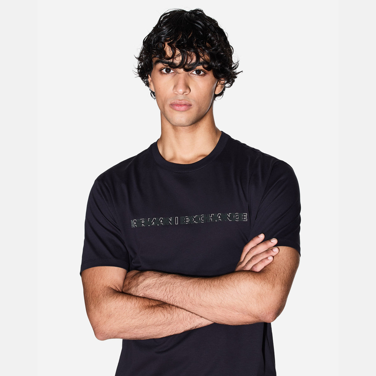 Armani Exchange Regular Fit Cotton Crewneck T-Shirt With Logo Print | LEVISONS