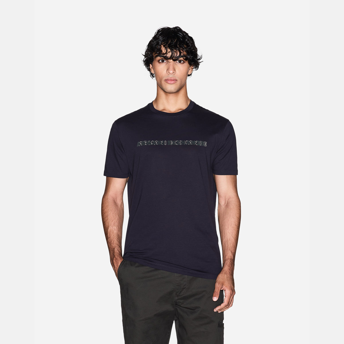 Armani Exchange Regular Fit Cotton Crewneck T-Shirt With Logo Print | LEVISONS