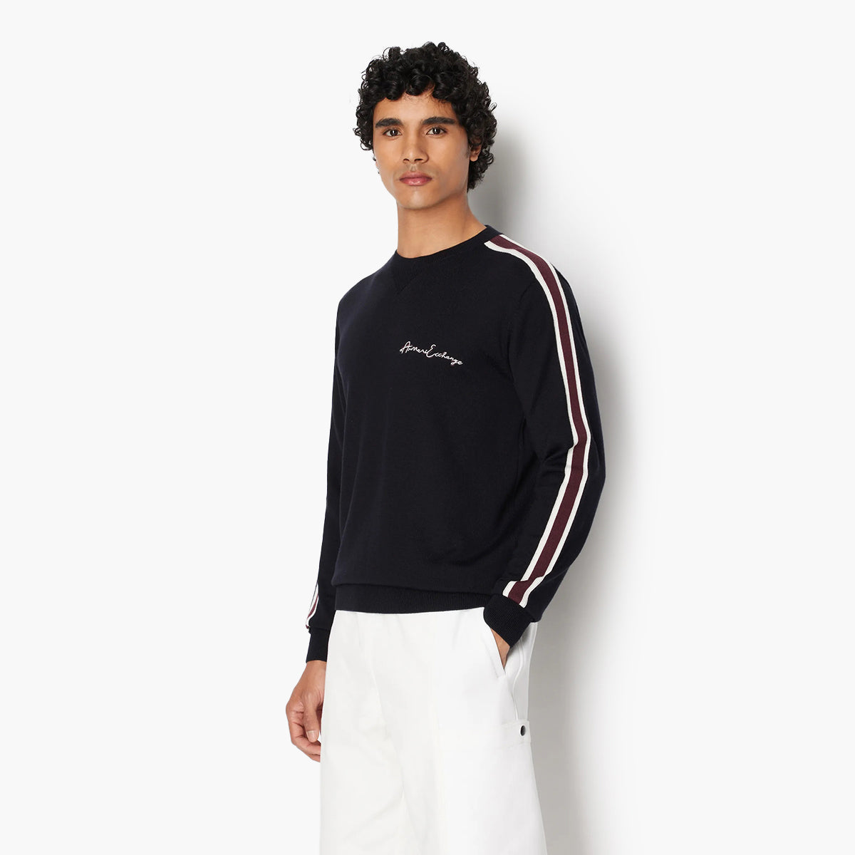 Wool Blend Crew Neck Sweater With Script Logo – Levisons