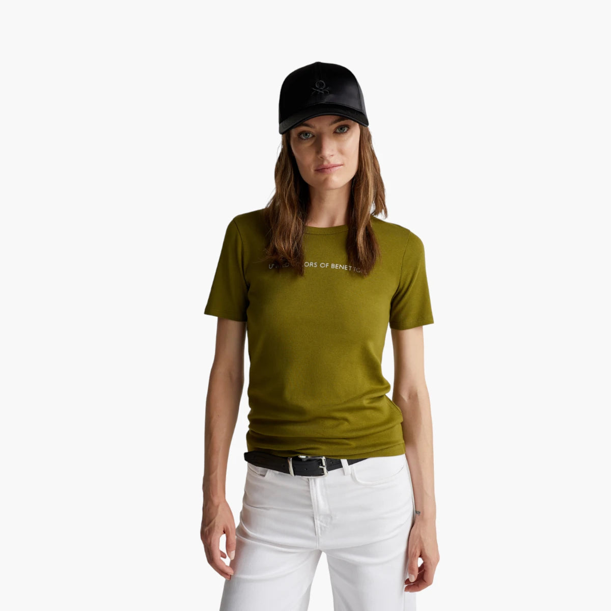 United Colors Of Benetton Woman T-Shirt In 100% Cotton With Glitter Print Logo | LEVISONS