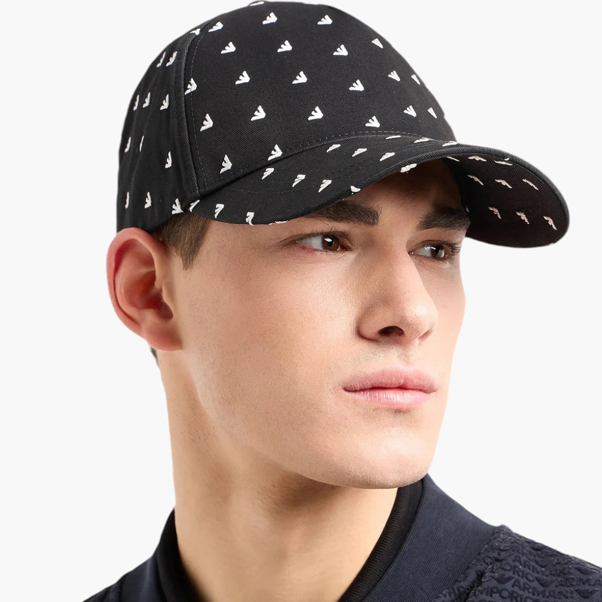 Emporio Armani All Over Logo Cotton Baseball Cap | LEVISONS