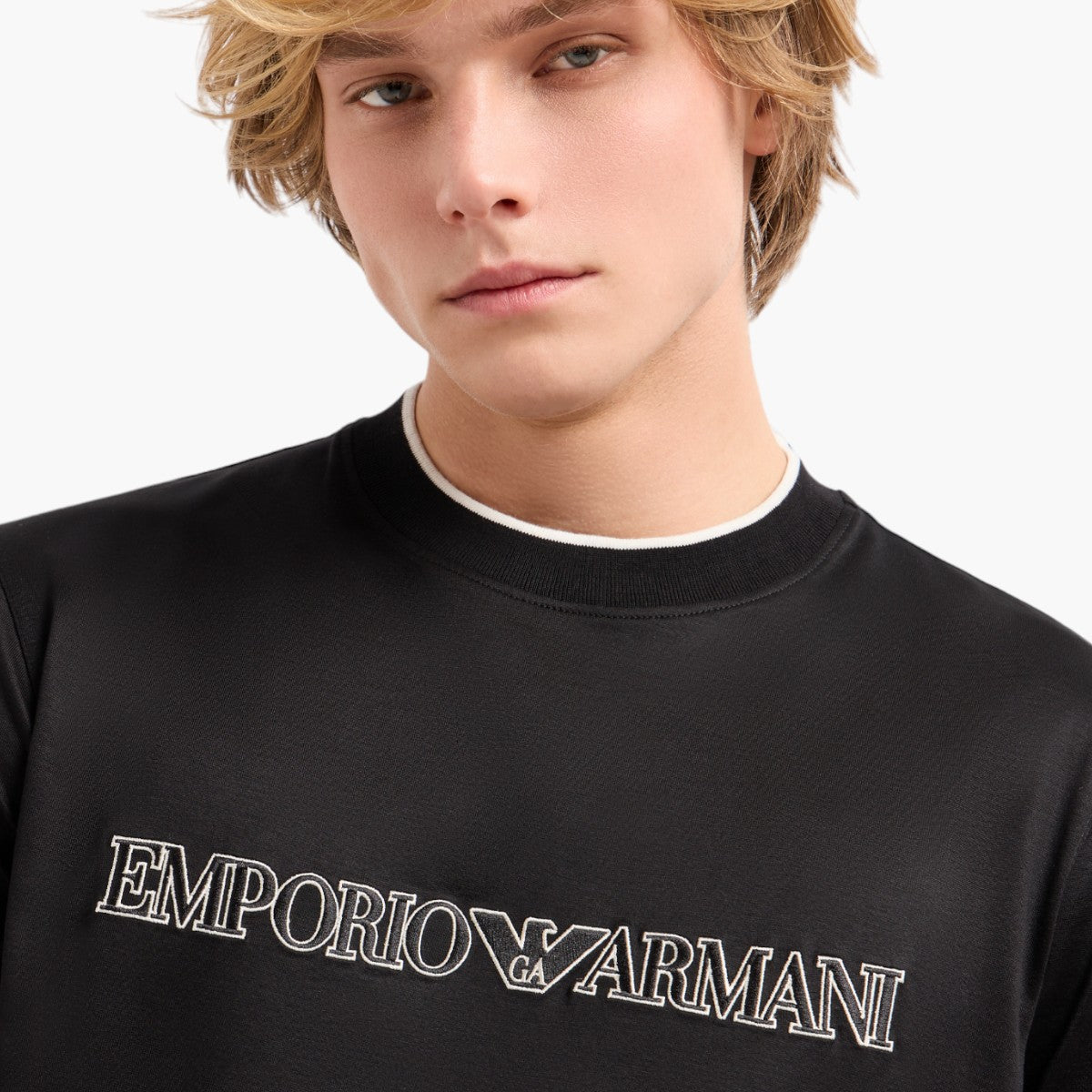 Emporio Armani Regular Fit Crewneck T-Shirt With Embroidered Logo | LEVISONS