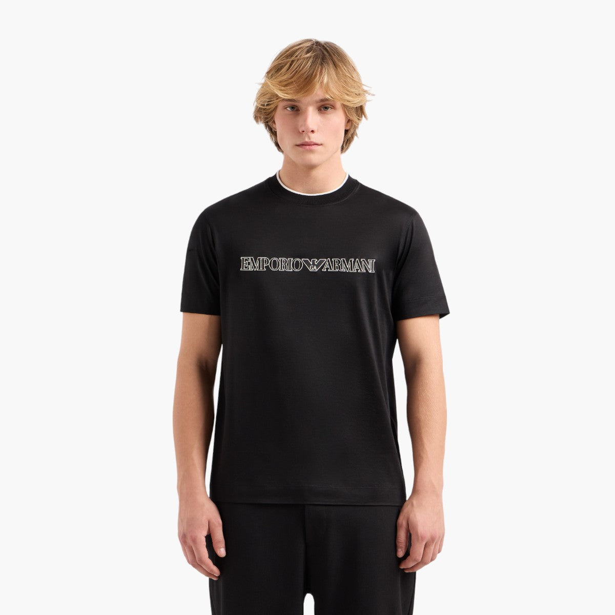 Emporio Armani Regular Fit Crewneck T-Shirt With Embroidered Logo | LEVISONS