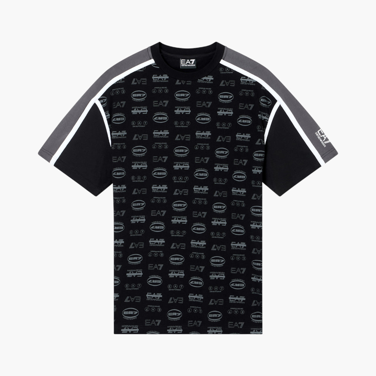 EA7 Logo Series Cotton T-Shirt With All-Over Logo Motif | LEVISONS