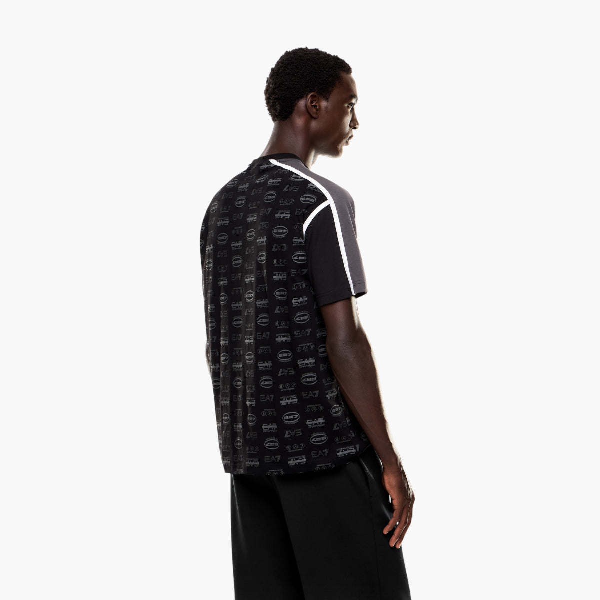 EA7 Logo Series Cotton T-Shirt With All-Over Logo Motif | LEVISONS