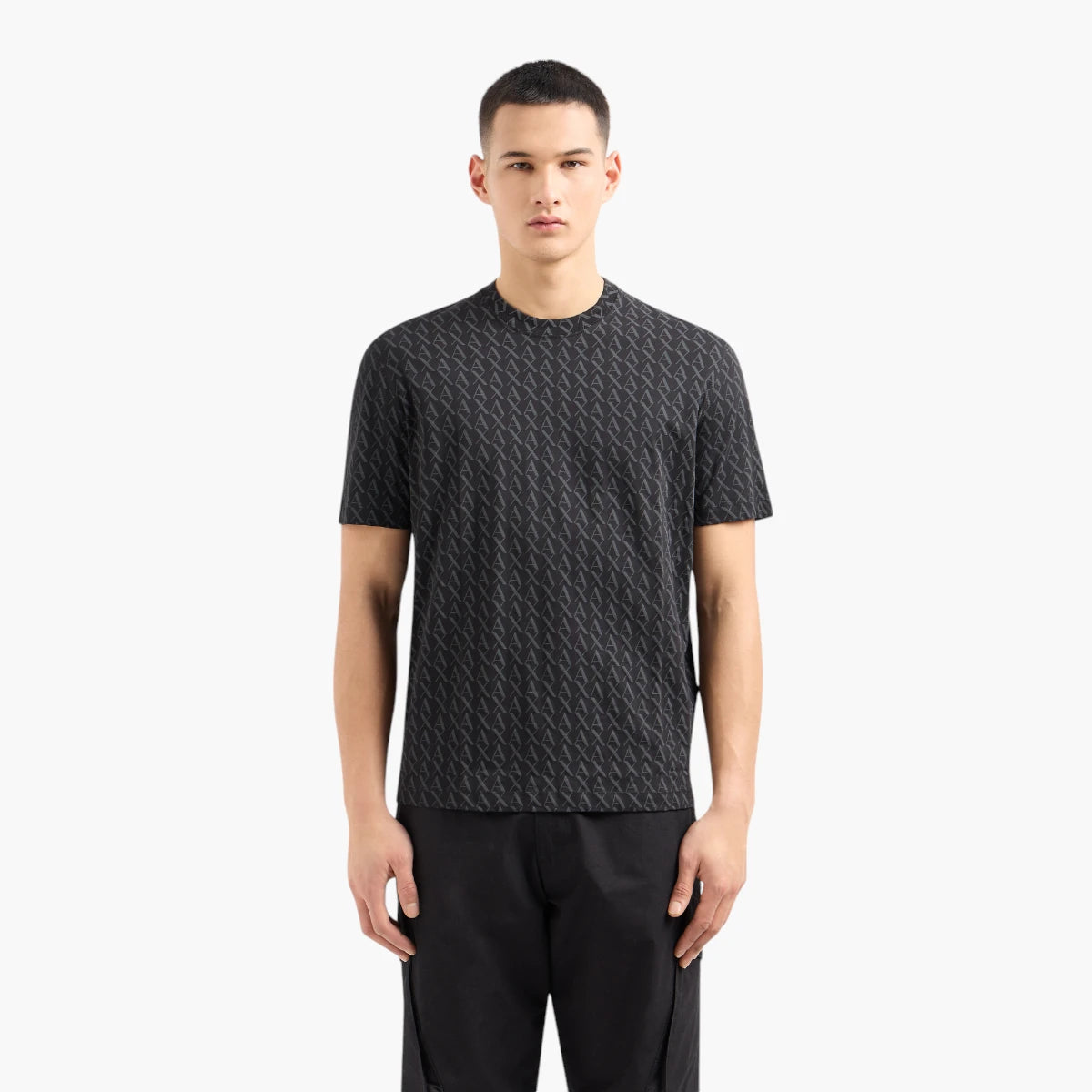 Armani Exchange Regular Fit All Over Logo Cotton Crewneck T-Shirt | LEVISONS