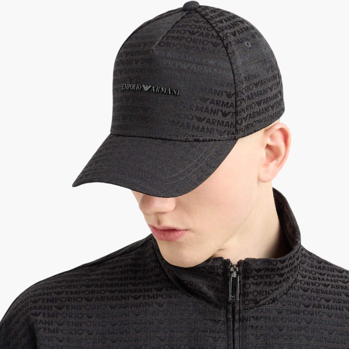 Emporio Armani All-Over Jacquard Logo Baseball Cap With Metal Plate Logo | LEVISONS