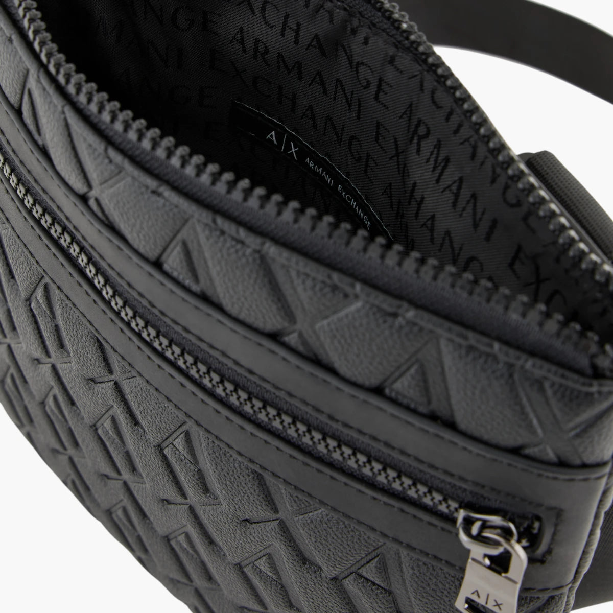 Armani Exchange Flat Embossed All Over Logo Shoulder Bag With Adjustable Strap | LEVISONS
