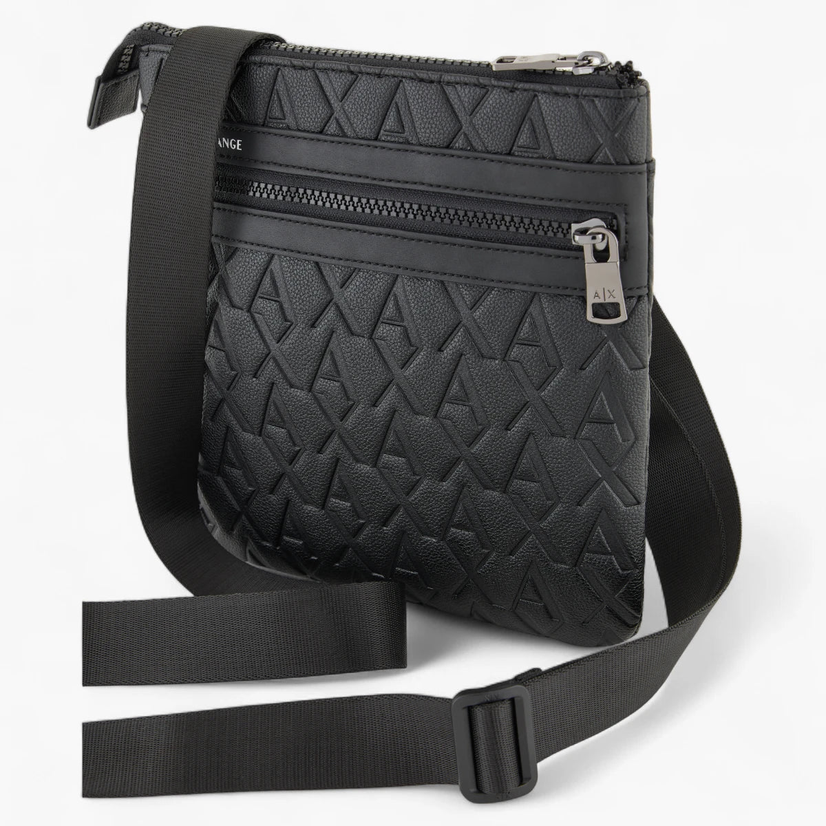 Armani Exchange Flat Embossed All Over Logo Shoulder Bag With Adjustable Strap | LEVISONS