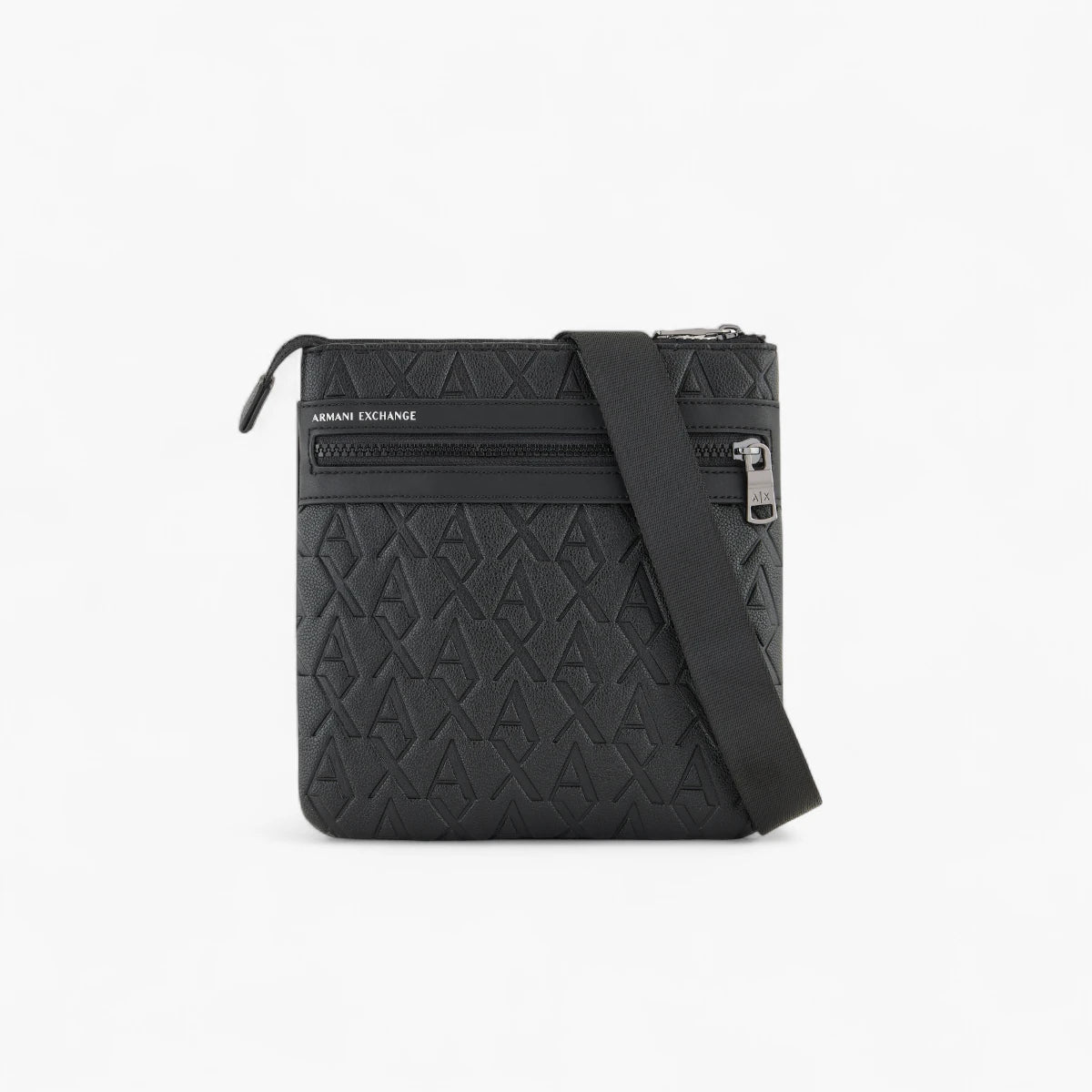 Armani Exchange Flat Embossed All Over Logo Shoulder Bag With Adjustable Strap | LEVISONS