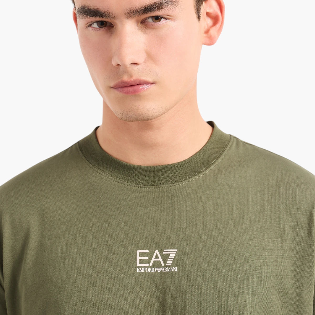 EA7 Regular Fit Cotton Crewneck T-Shirt With Back Print | LEVISONS