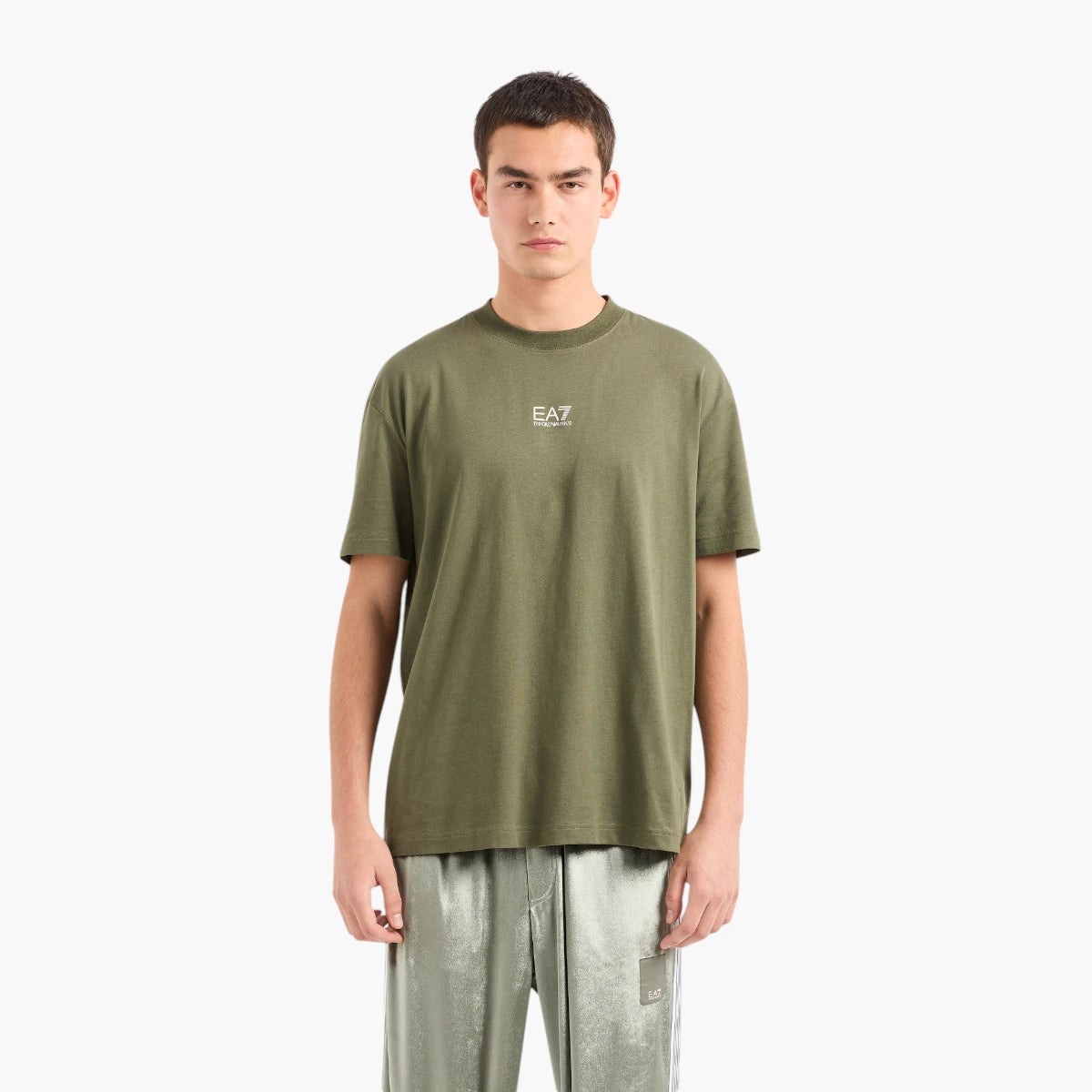 EA7 Regular Fit Cotton Crewneck T-Shirt With Back Print | LEVISONS