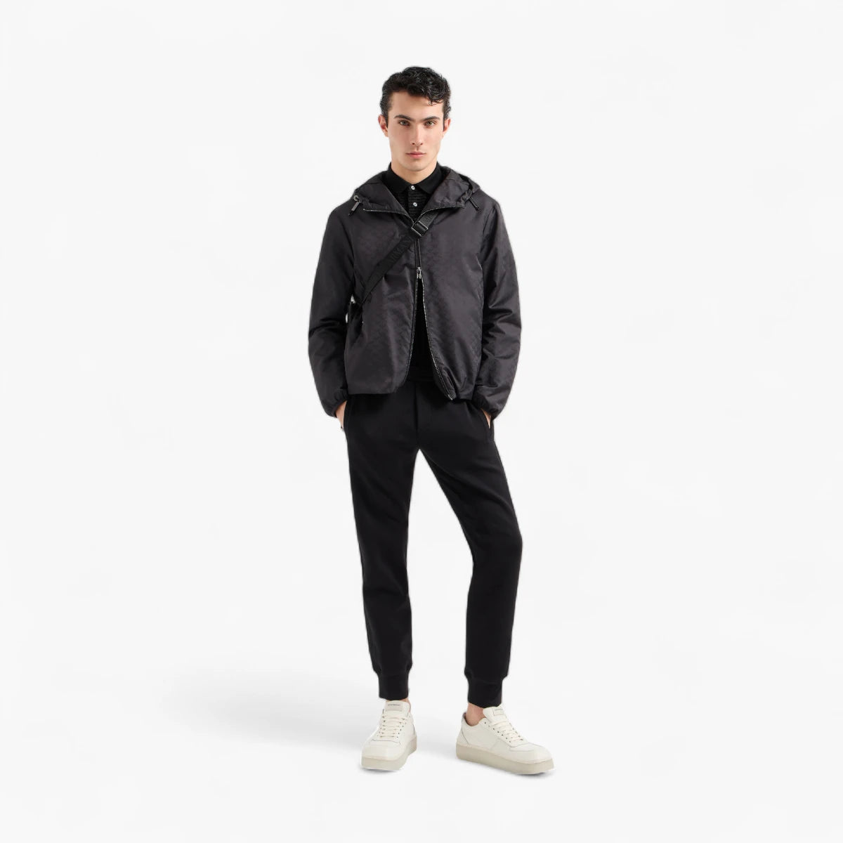 Emporio Armani All-Over Jacquard Logo Hooded Jacket | LEVISONS