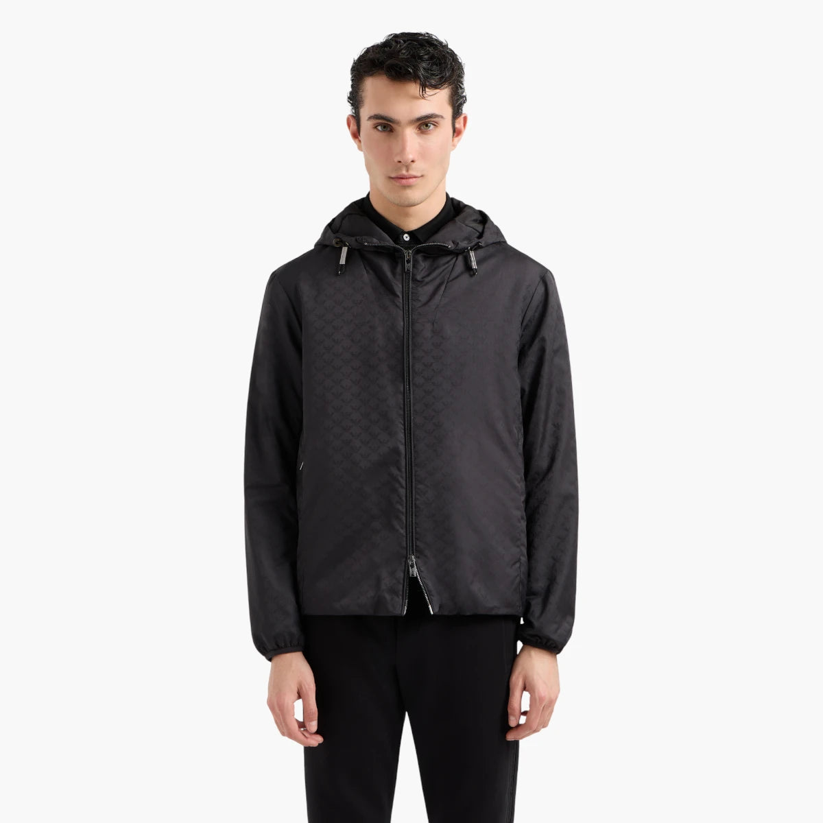 Emporio Armani All-Over Jacquard Logo Hooded Jacket | LEVISONS