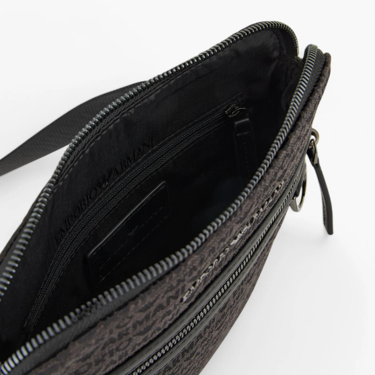 Emporio Armani All-Over Jacquard Logo Shoulder Bag With Metal Plate Logo | LEVISONS