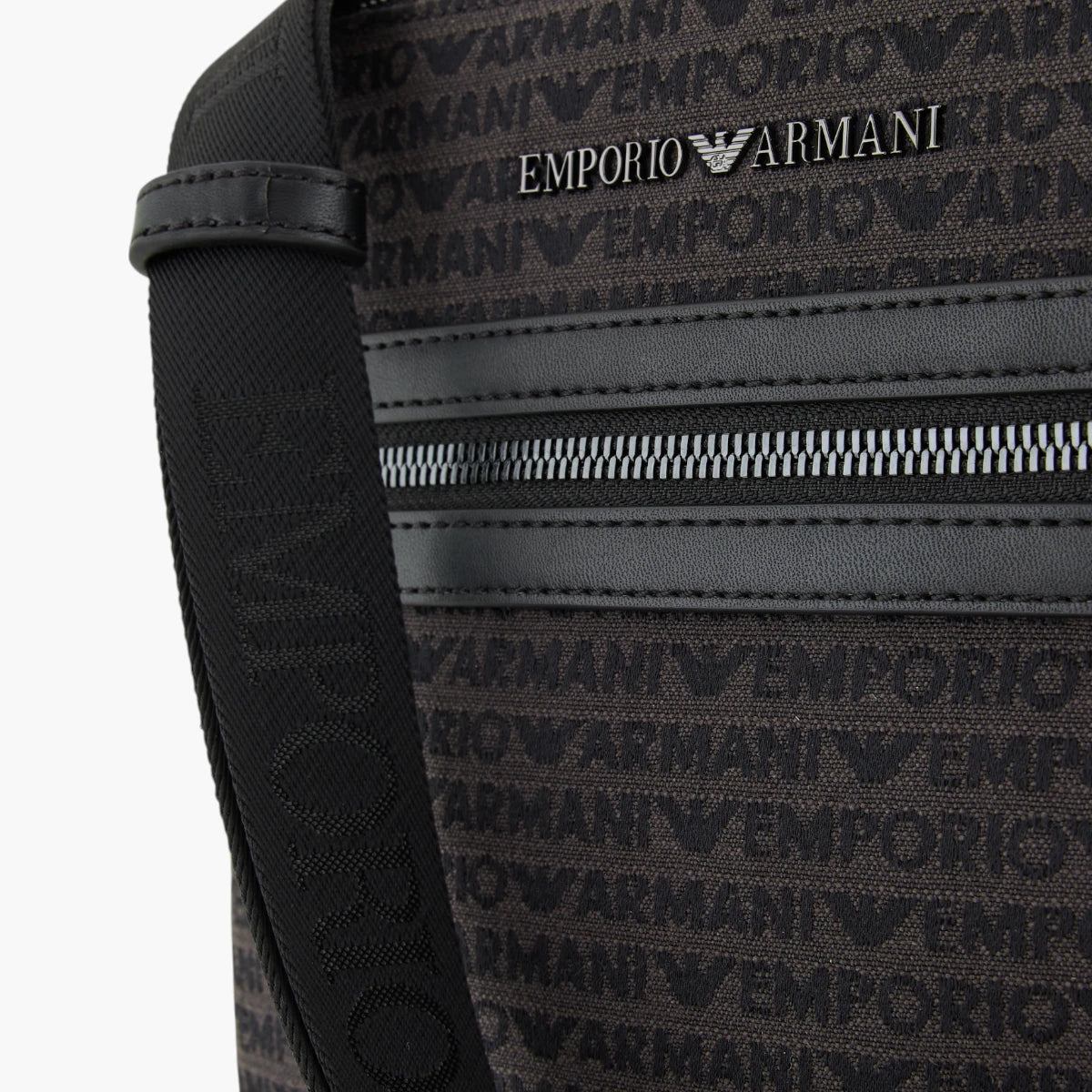 Emporio Armani All-Over Jacquard Logo Shoulder Bag With Metal Plate Logo | LEVISONS