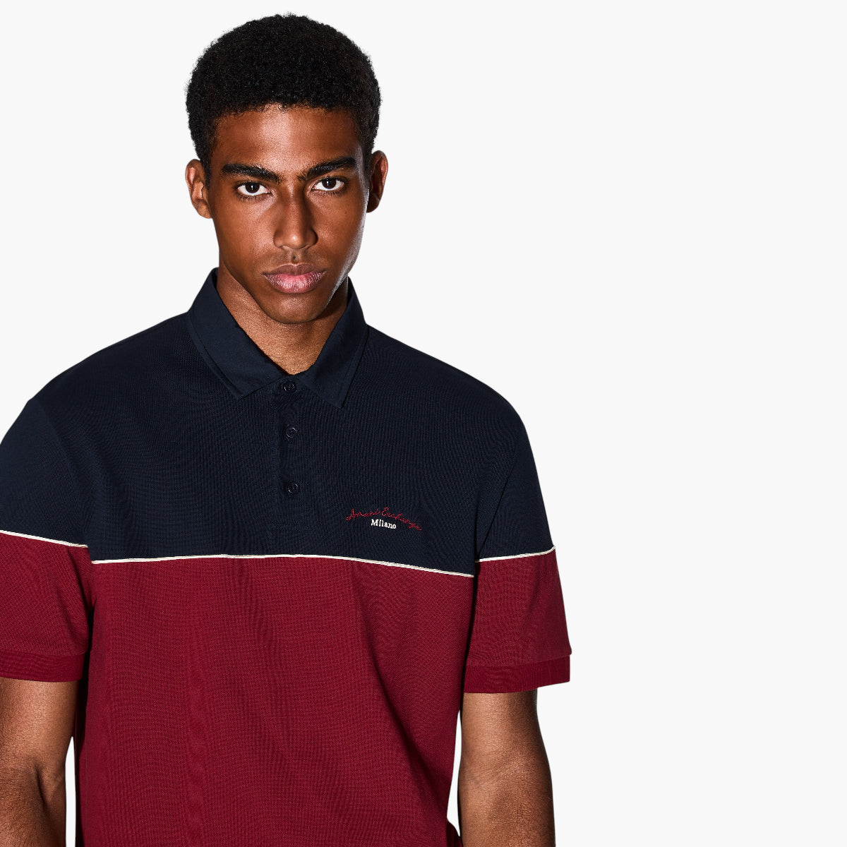 Armani Exchange Regular Fit Two-Tone Cotton Polo Shirt With Embroidered Branding | LEVISONS