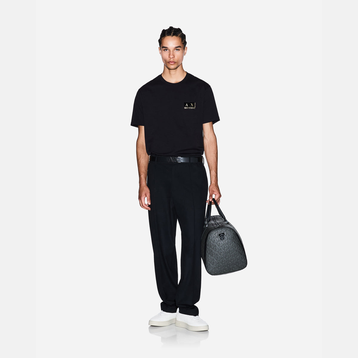 Armani Exchange Regular Fit Cotton Crewneck T-Shirt With Flocking Logo Patch | LEVISONS