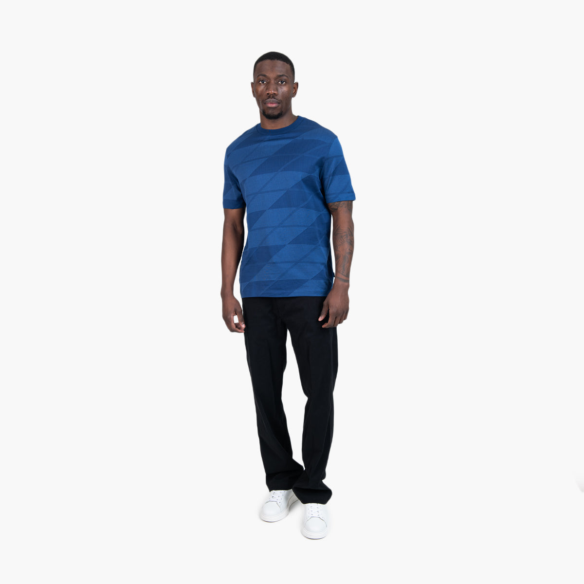 BOSS Black Mercerized-Cotton T-Shirt With Two-Tone Jacquard | LEVISONS