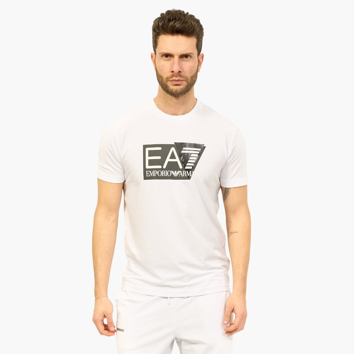 Ea7 Stretch-Cotton Short Sleeve T-Shirt With Graphic Logo | LEVISONS