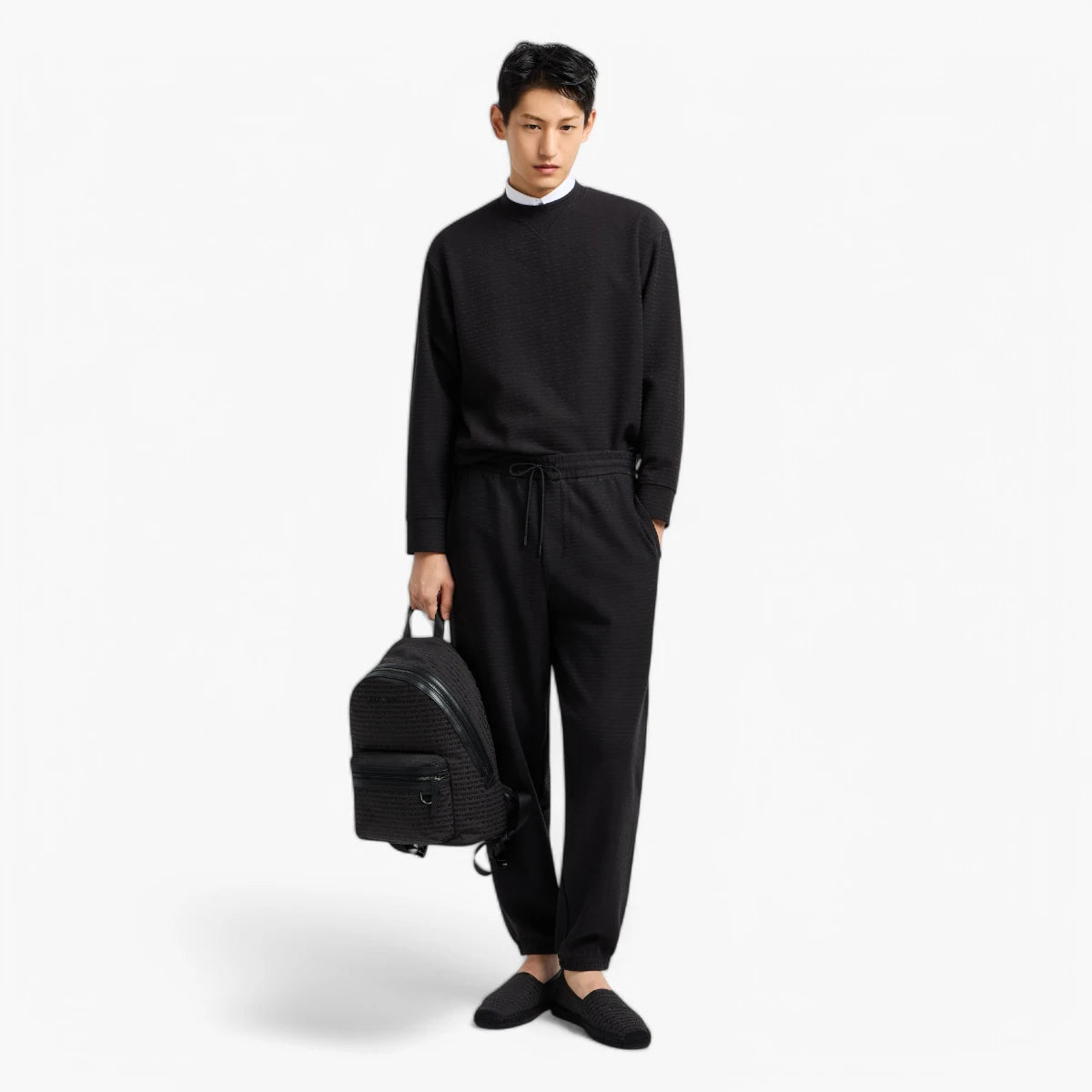 Emporio Armani Regular Fit Crewneck Asv Sweatshirt With All-Over Jacquard Branding | LEVISONS