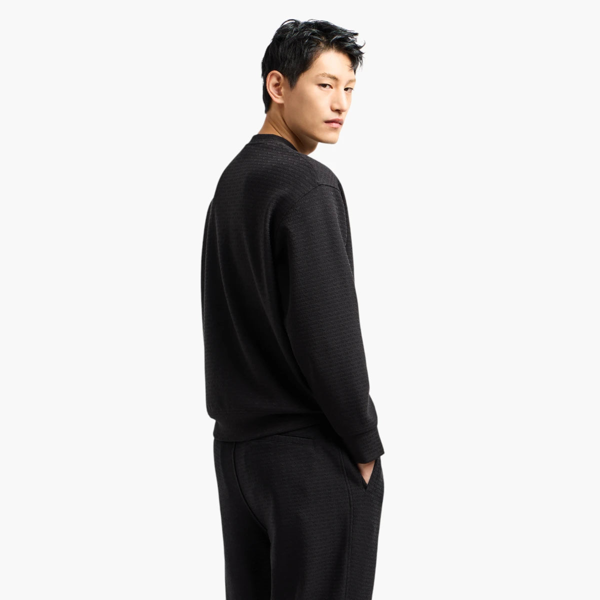 Emporio Armani Regular Fit Crewneck Asv Sweatshirt With All-Over Jacquard Branding | LEVISONS