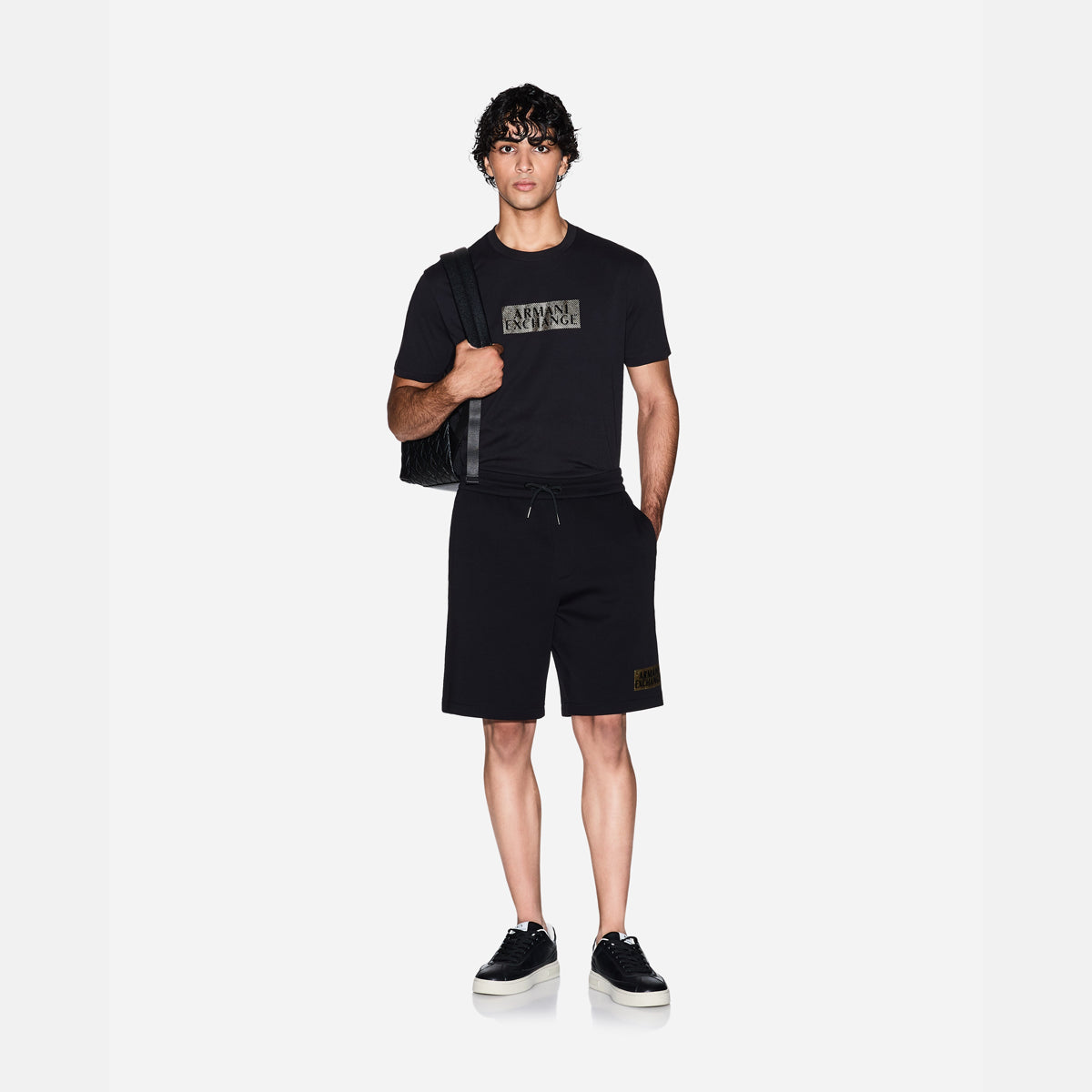 Armani Exchange Regular Fit Cotton Crewneck T-Shirt With Central Gold Branding | LEVISONS