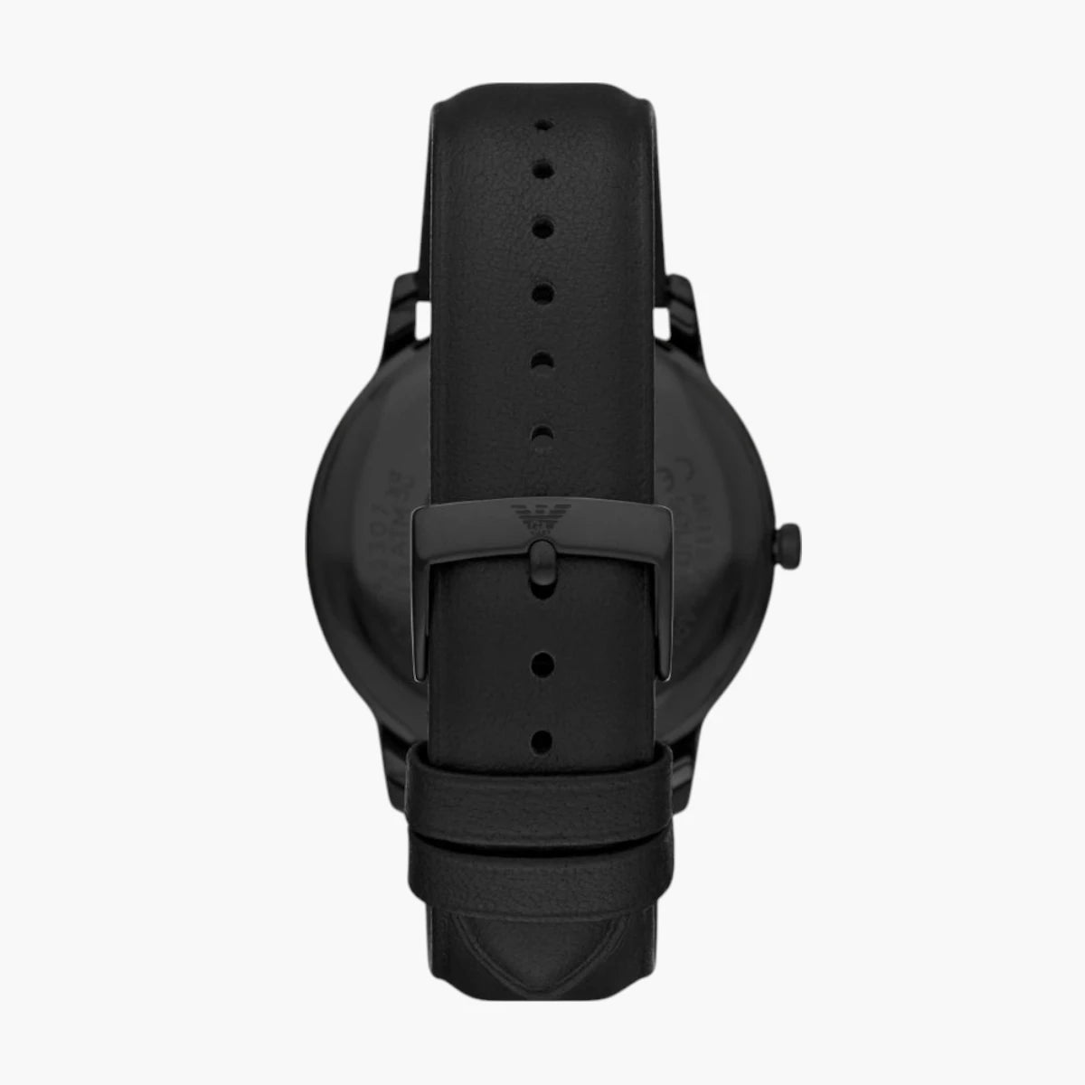 Emporio Armani Black Round Three-Hand Date Leather Watch | LEVISONS