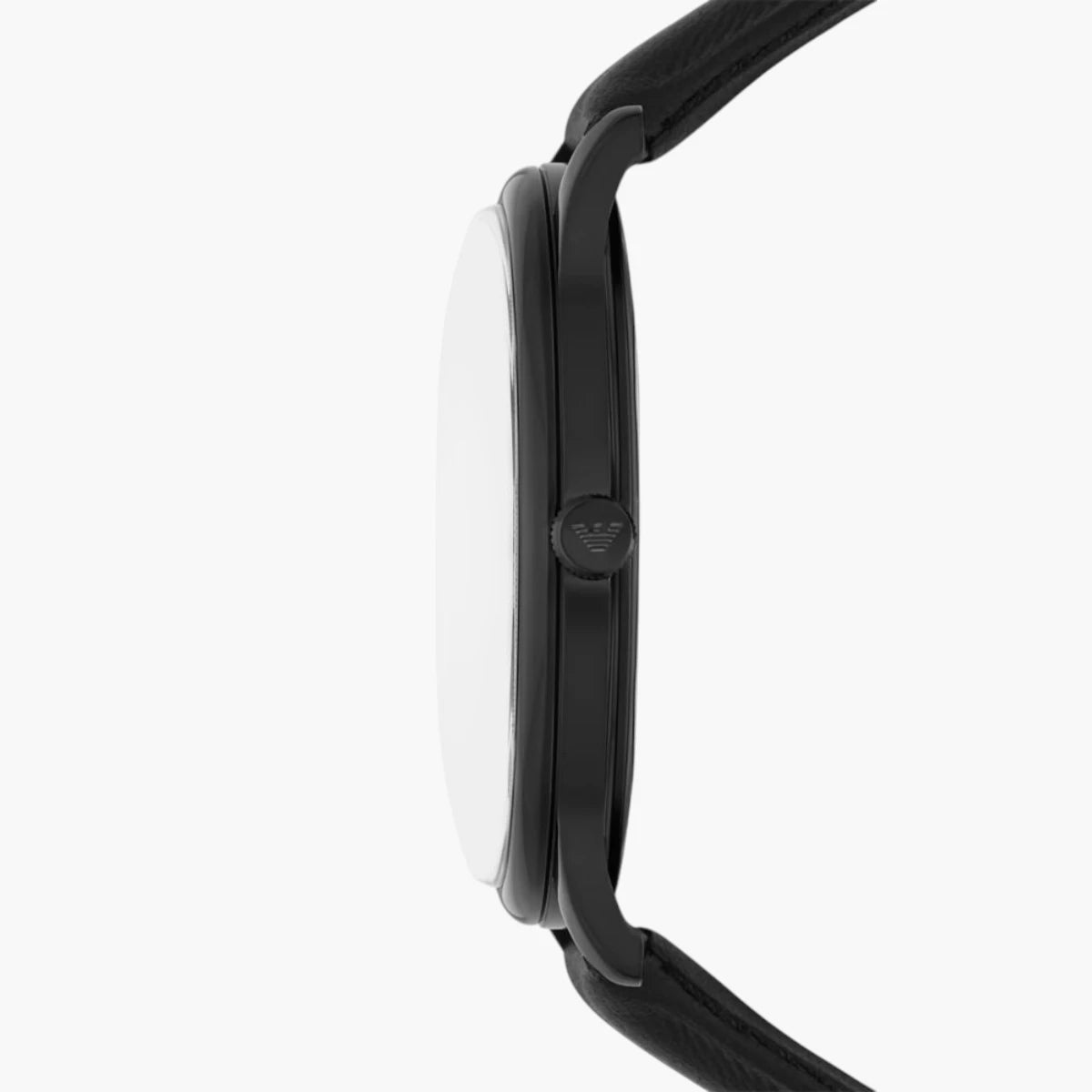 Emporio Armani Black Round Three-Hand Date Leather Watch | LEVISONS