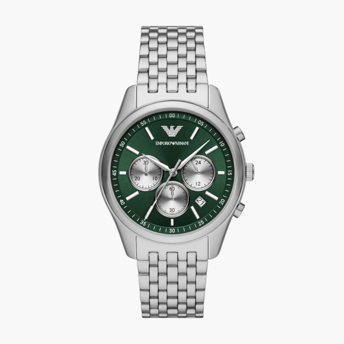 Emporio Armani Silver Round Chronograph Stainless Steel Watch | LEVISONS