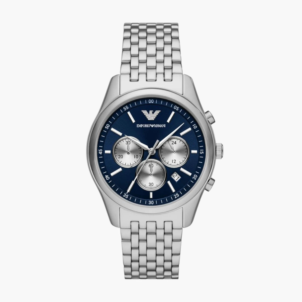 Emporio Armani Silver Round Chronograph Stainless Steel Watch | LEVISONS