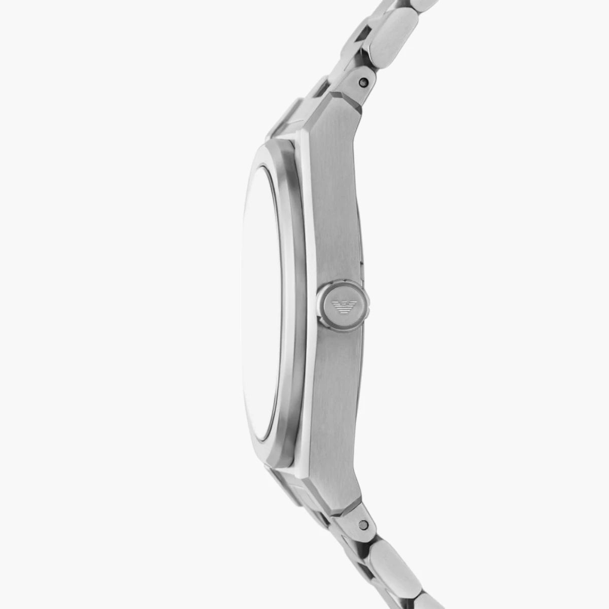 Emporio Armani Silver Round Three-Hand Date Stainless Steel | LEVISONS