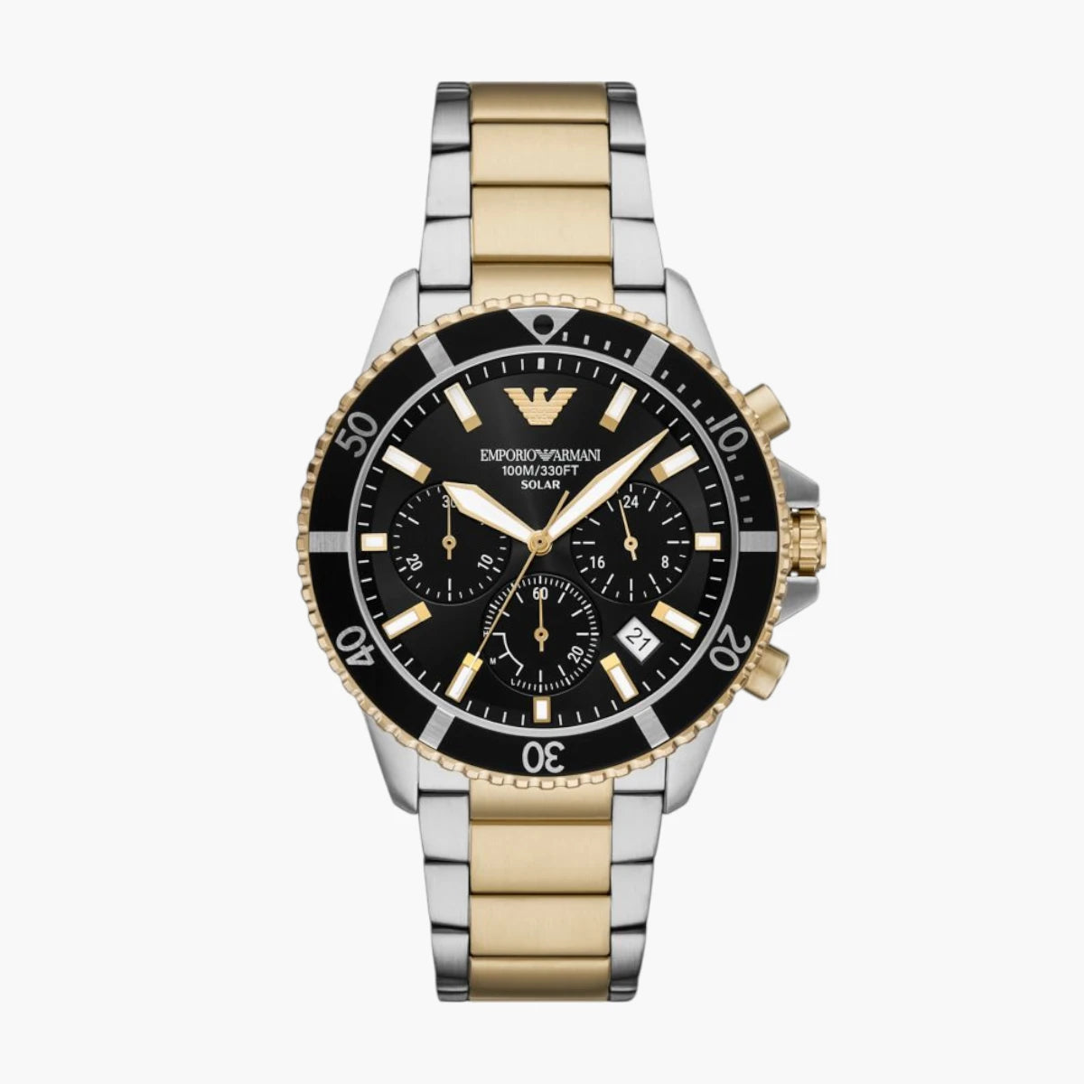 Emporio Armani 2-Tone Round Solar-Powered Chronograph Stainless Steel Watch | LEVISONS